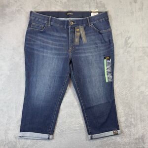 Lee Capri Jeans Womens 22W Medium Blue Regular Fit Mid Rise Denim Stretch Pants